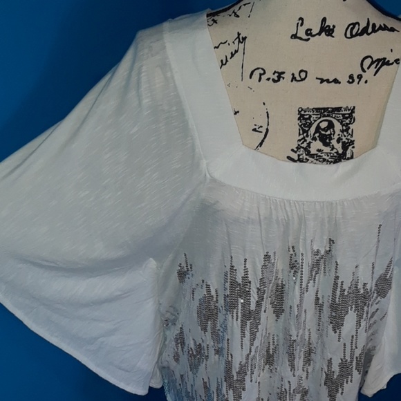 INC International Concepts White Sequin Dolman Top - Picture 2 of 8